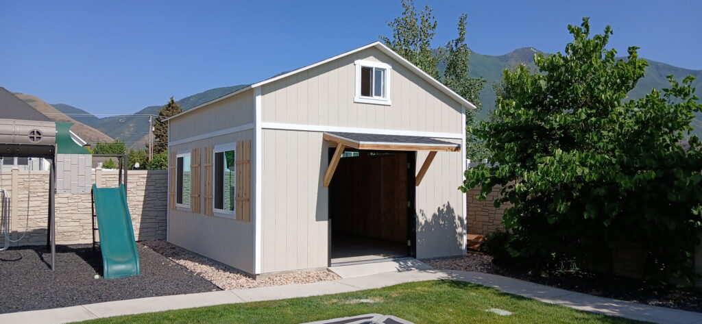 Elegant backyard she shed in Provo, UT by Solitude Custom Sheds