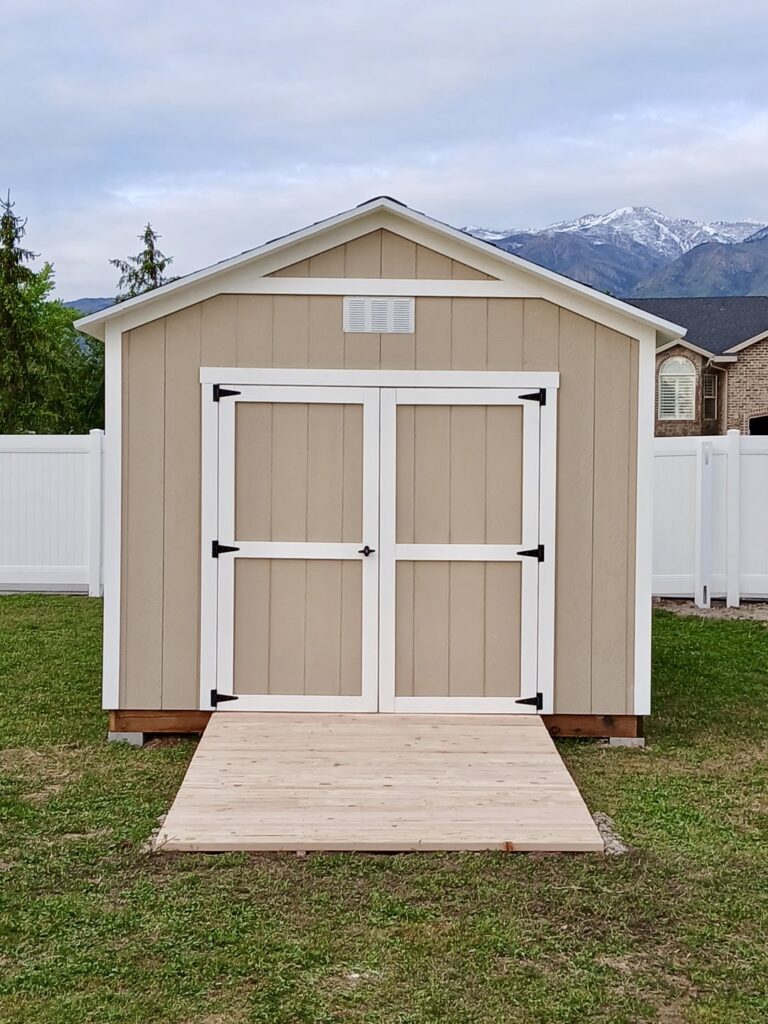 Custom-built she shed in West Jordan, UT in residential backyard