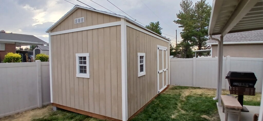 Backyard golf equipment shed by shed builder near me in South Jordan, UT